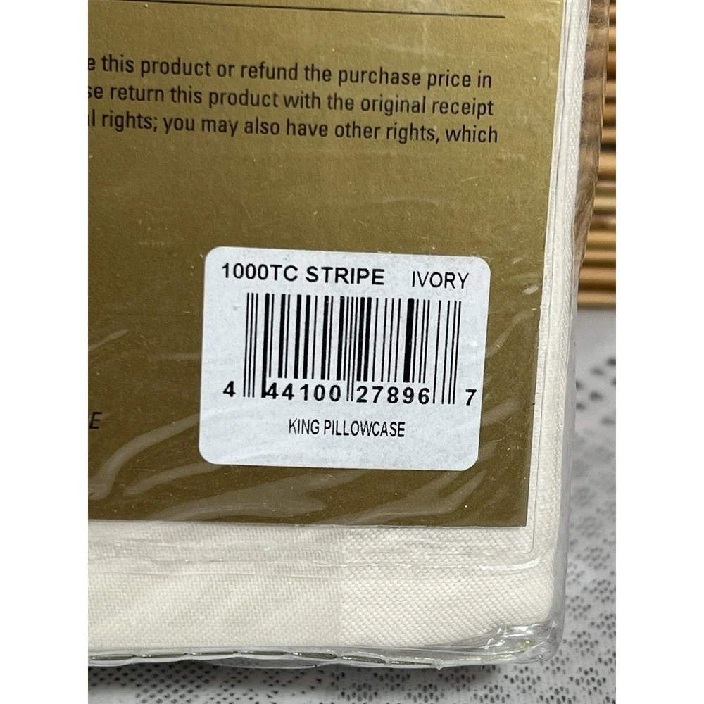 Wamsutta Dream Zone 2 Pillowcases 1000 Thread Count Pima Cotton StripeIVORY KING
